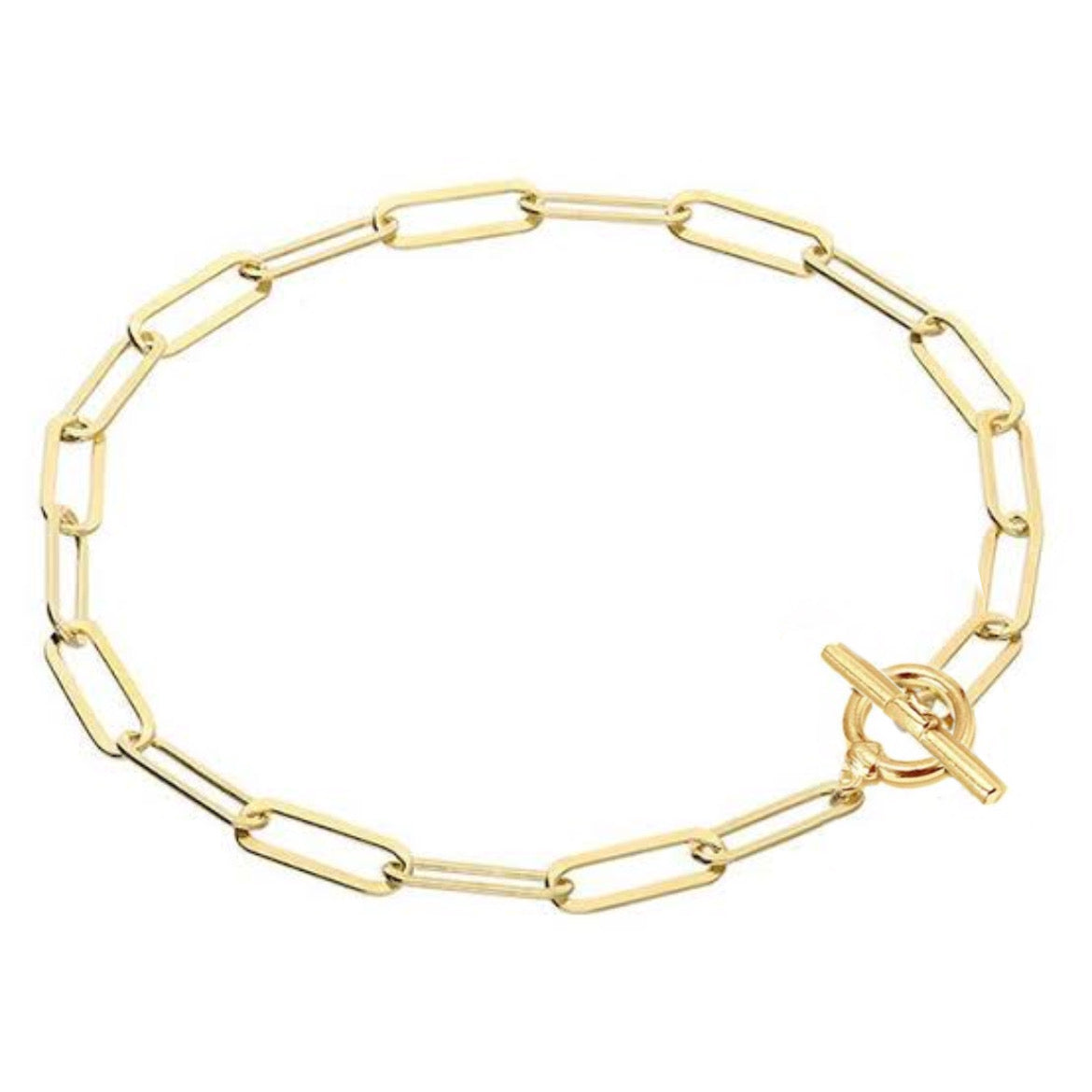 Paperclip Link Chain T-Bar Bracelet