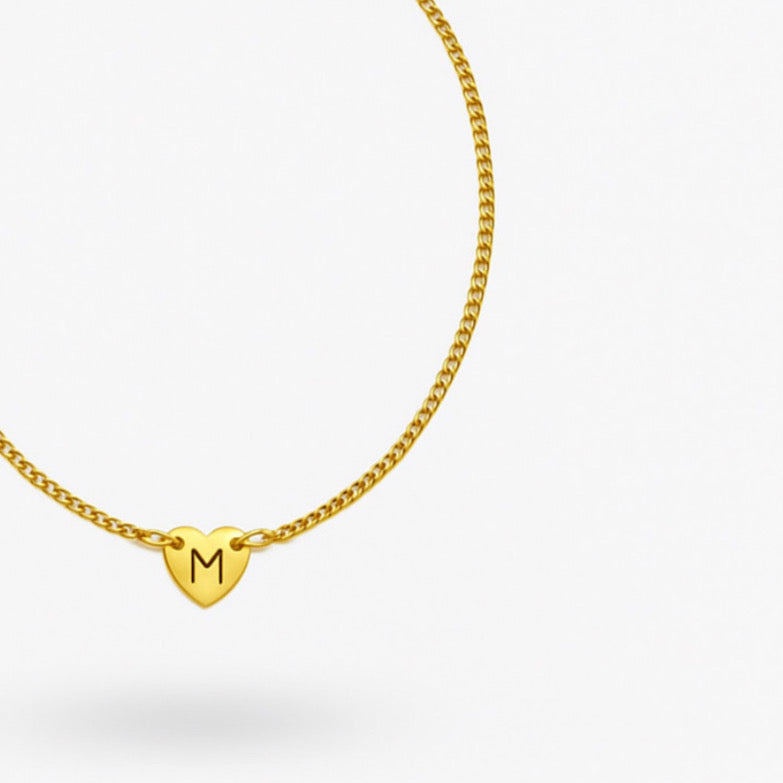 Heart Initial Curb Bracelet