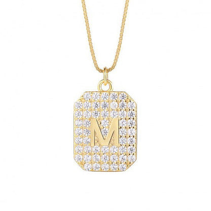 21k Gold Paved Initial Bar