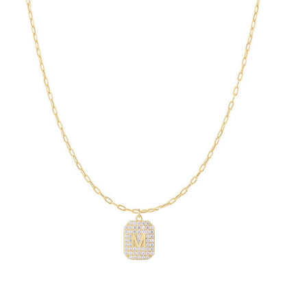 21k Gold Paved Initial Bar