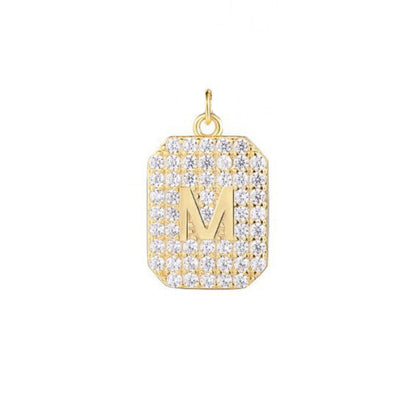 21k Gold Paved Initial Bar
