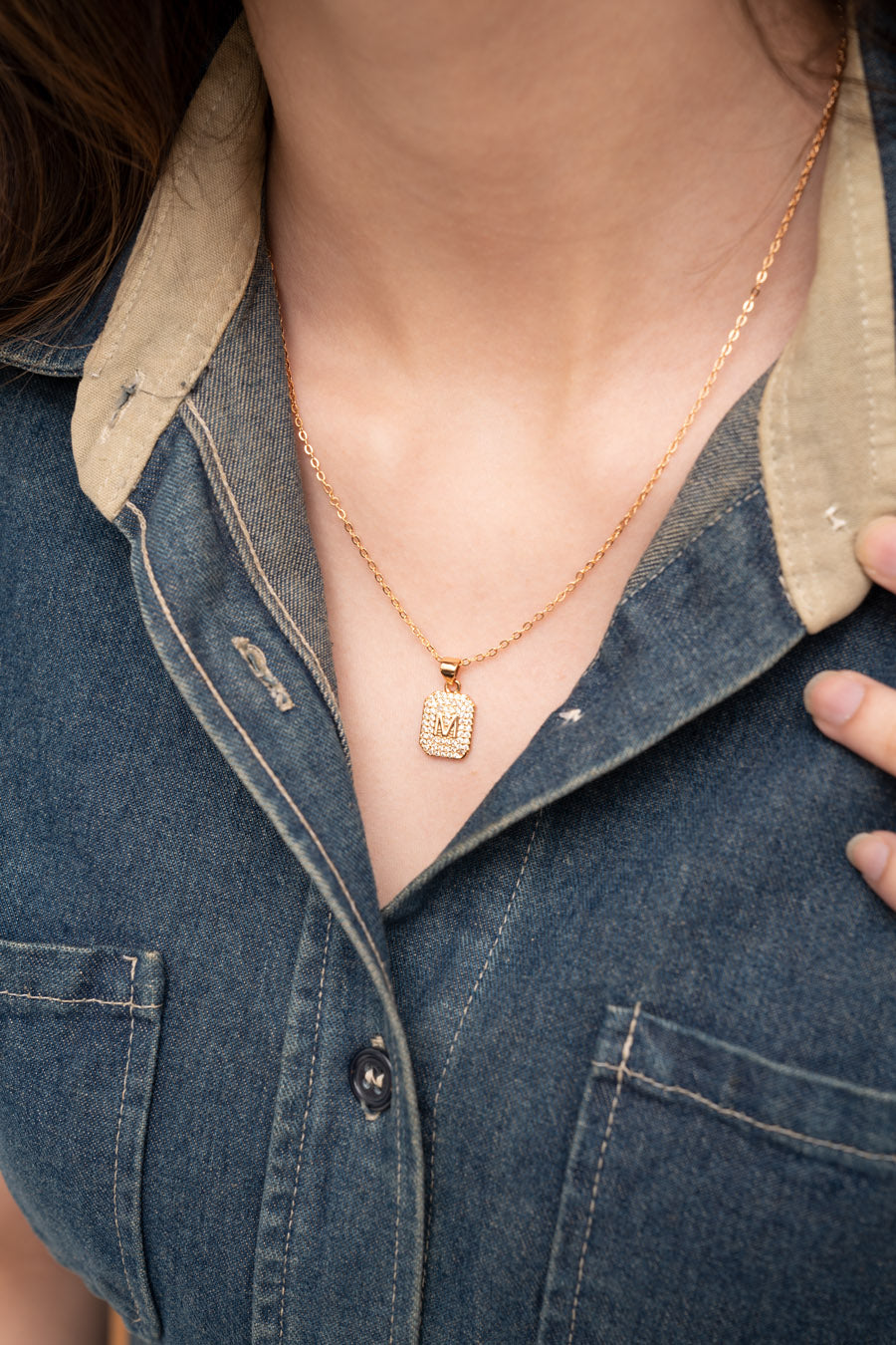 Paved Initial Necklace