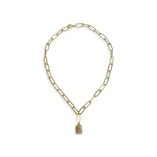 Link Chain Paved Initial Neckpiece