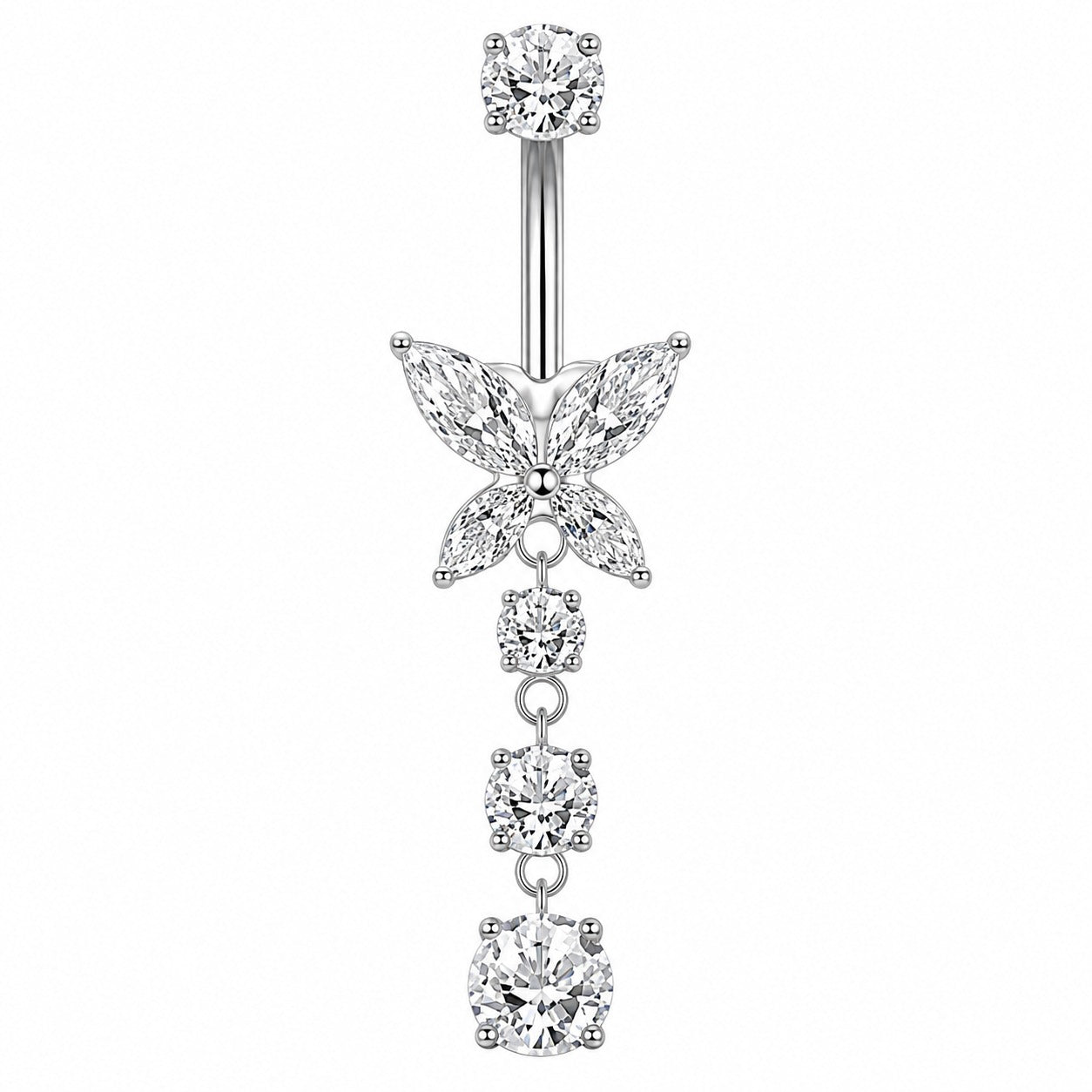 Butterfly dangling navel stud