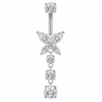 Butterfly dangling navel stud