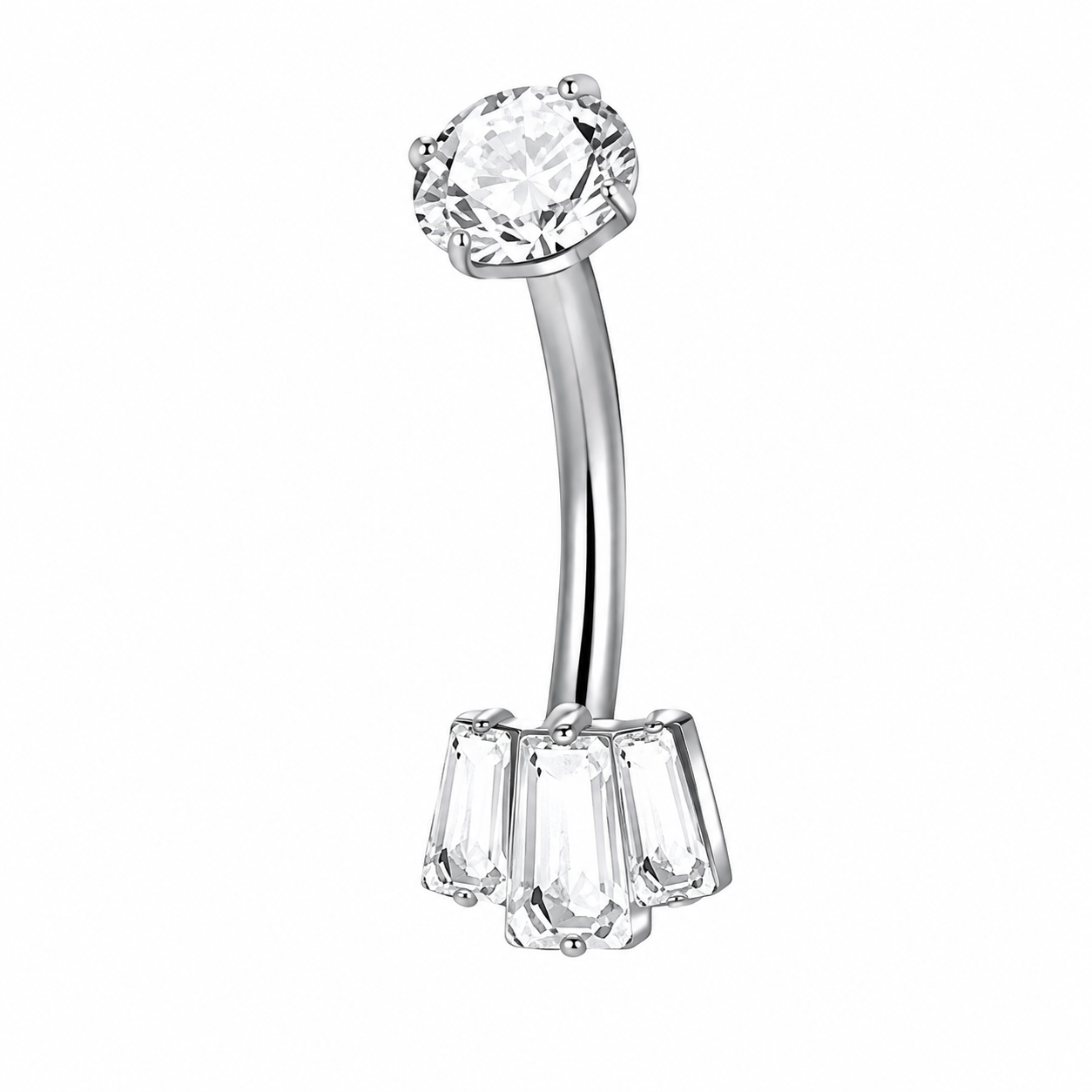 Tripple baguette navel stud