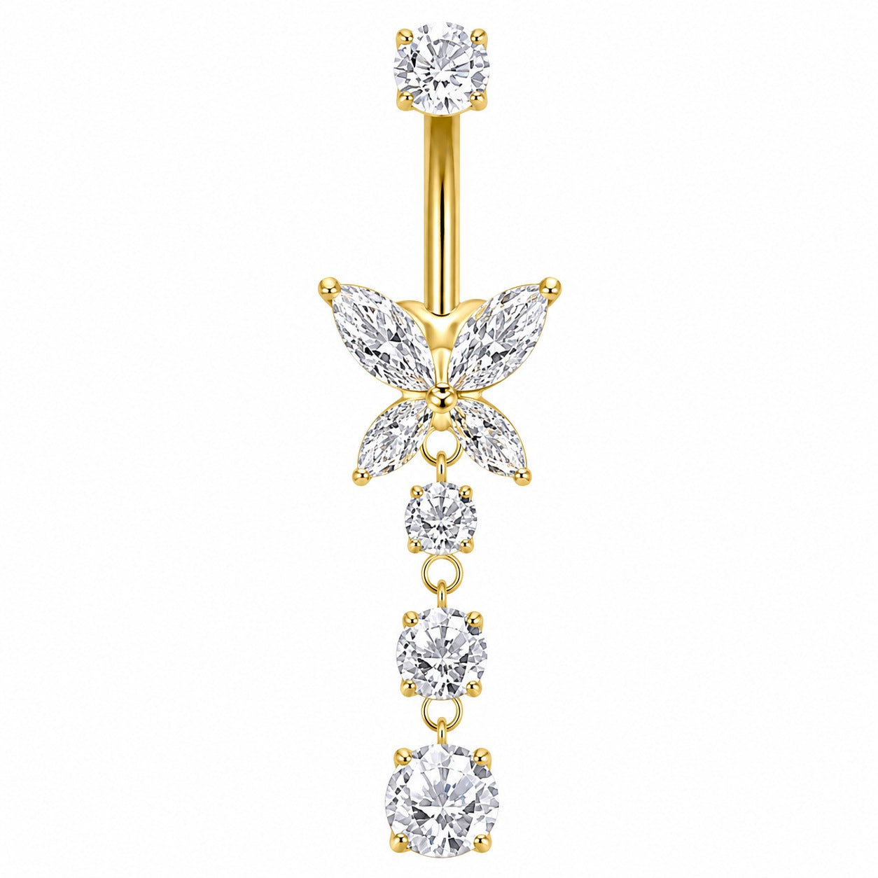 Butterfly dangling navel stud