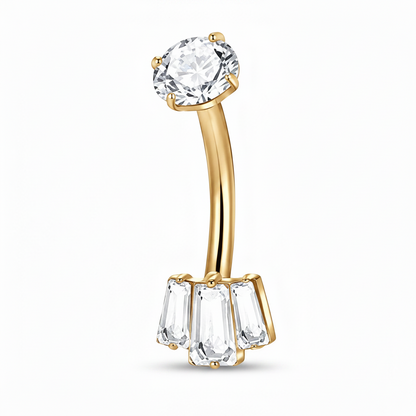 Tripple baguette navel stud